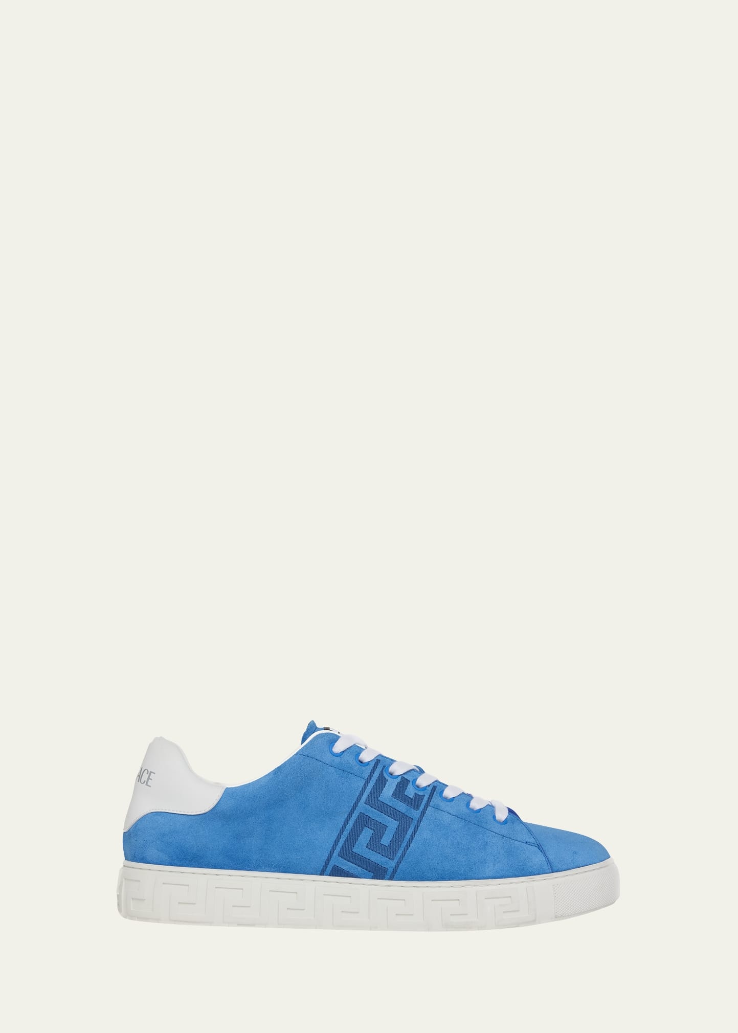 Men's La Greca Greek Key Suede Low-Top Sneakers - 1