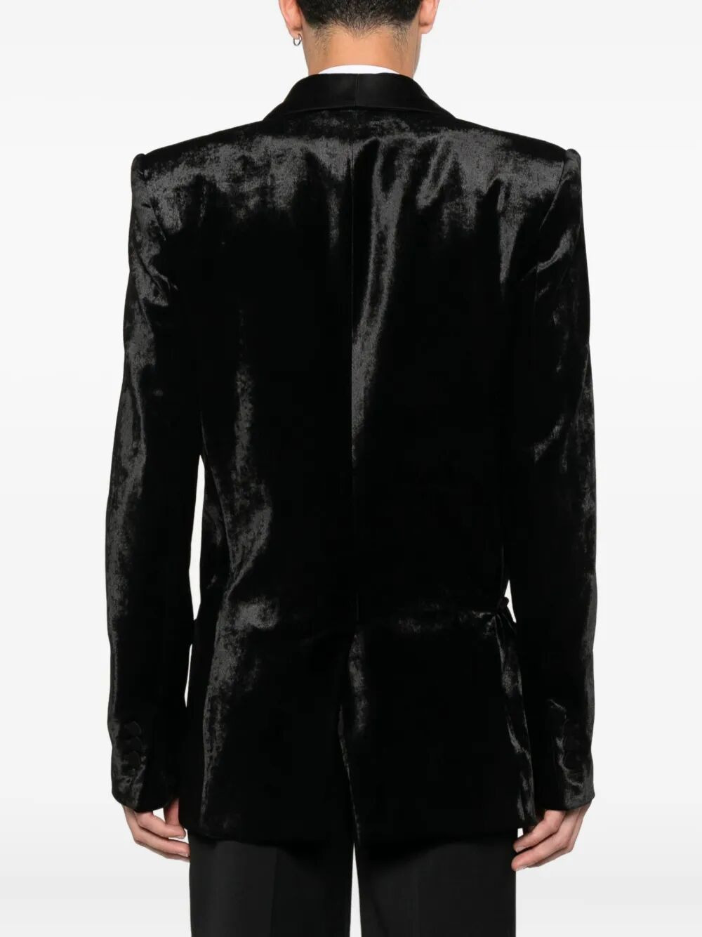 Balmain Men Velvet & Satin Side Belted Jacket With Tassel - 4