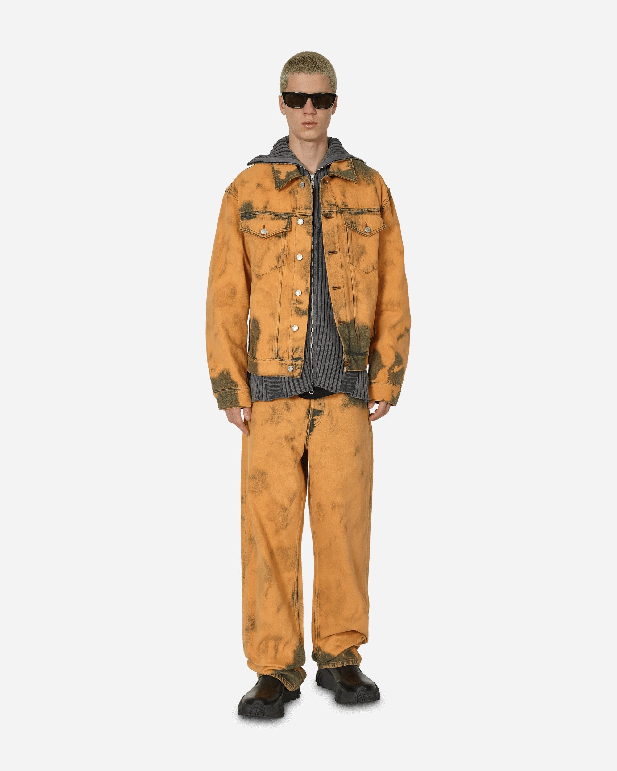 Loose Fit Tie-Dye Denim Jacket Light Rust - 4