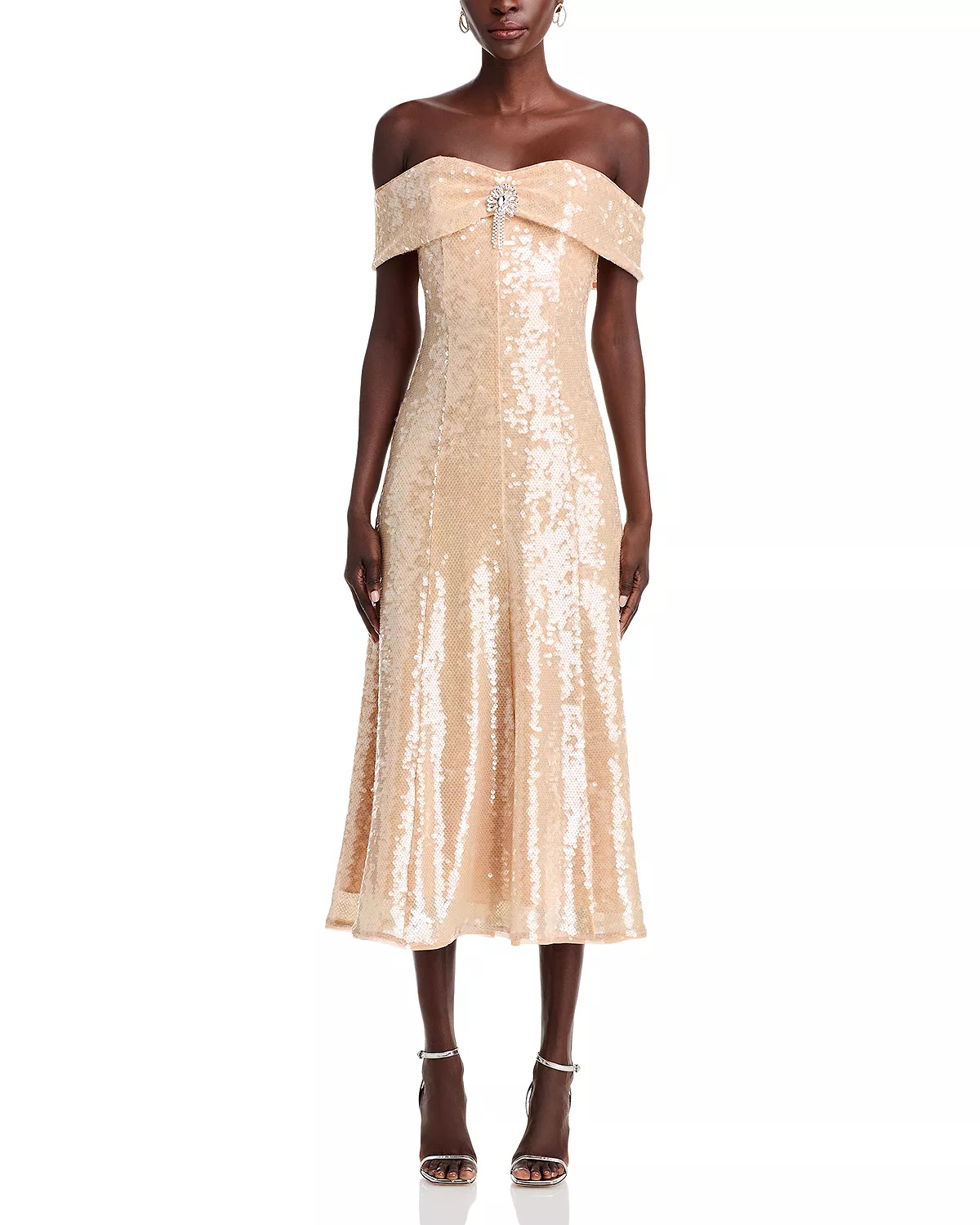 Gold Sequin Off-the-Shoulder Dress - Exclusive - 7