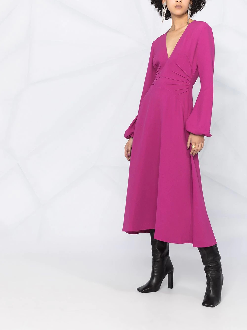 long-sleeve midi dress - 6