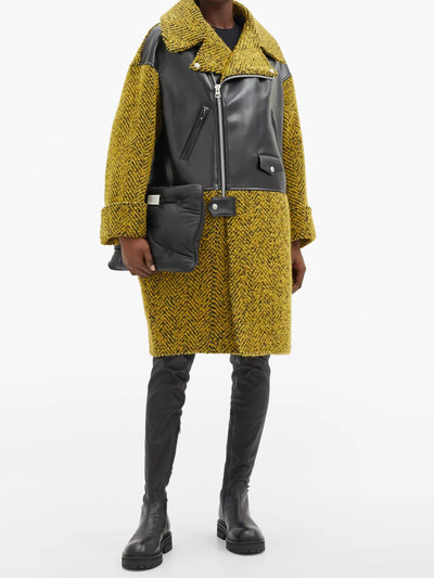 Junya Watanabe Herringbone-tweed and faux-leather coat outlook