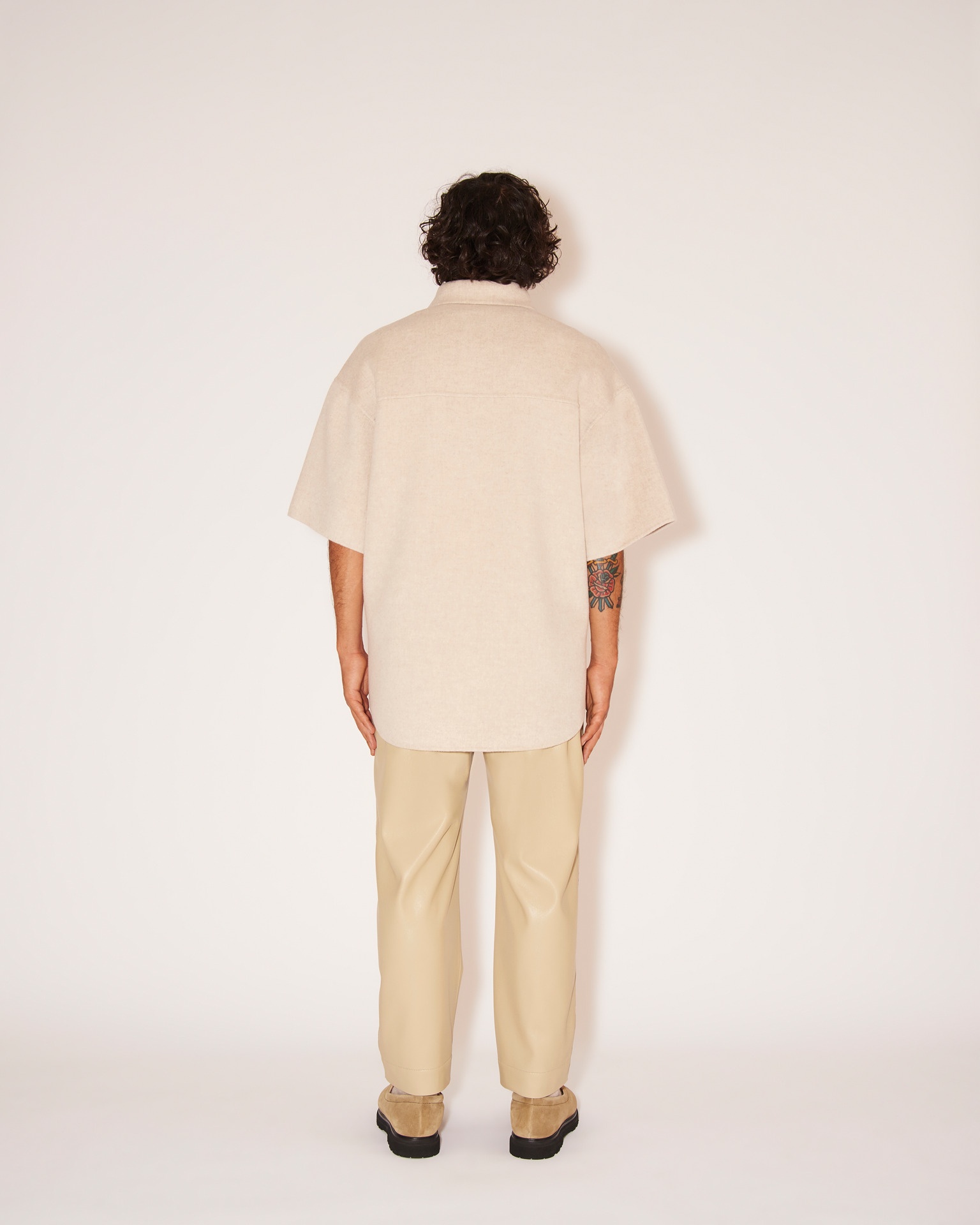 NORIO - Double wool wide fit shirt - Oat - 4