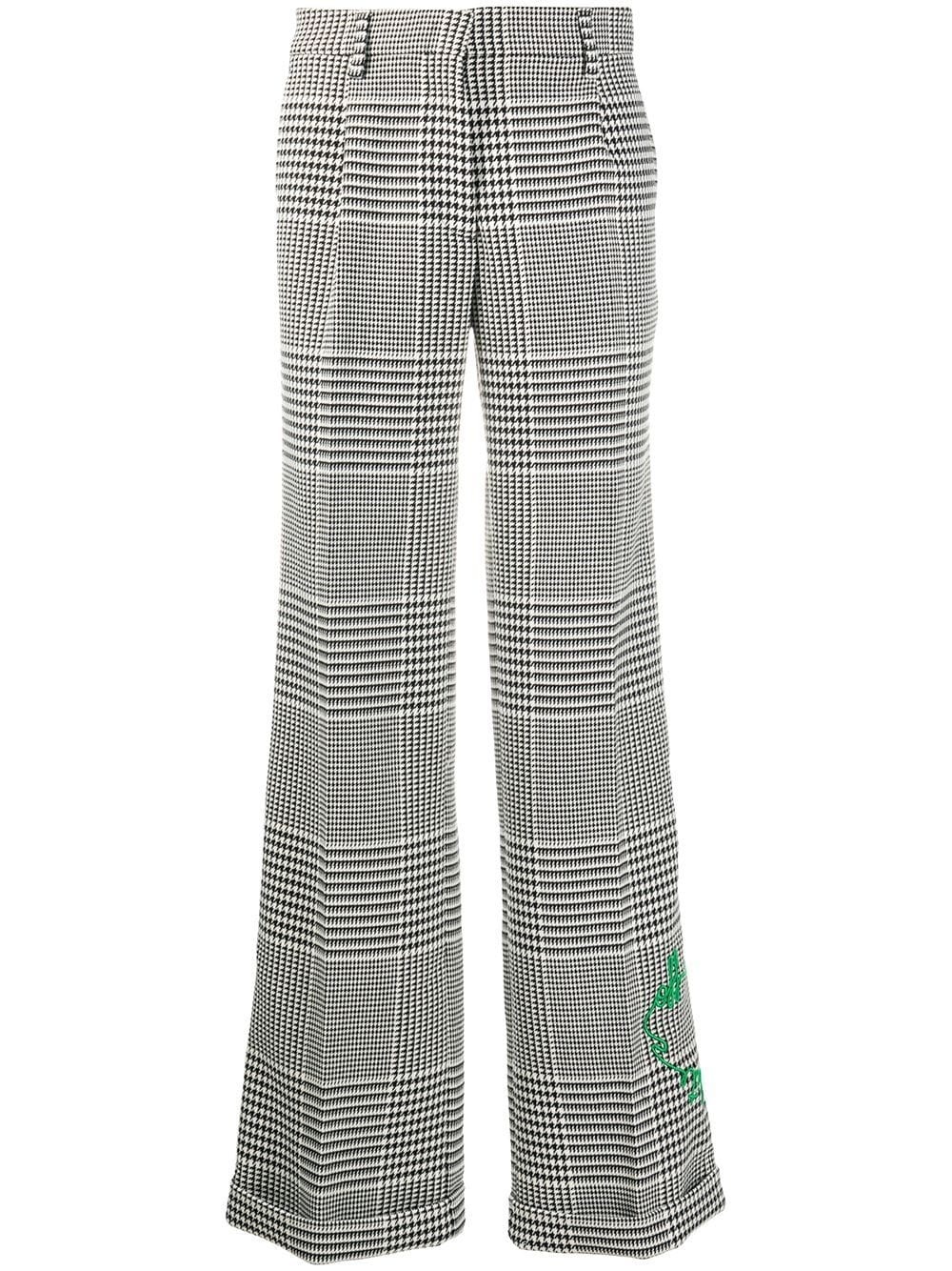 bold check print straight-leg trousers - 1