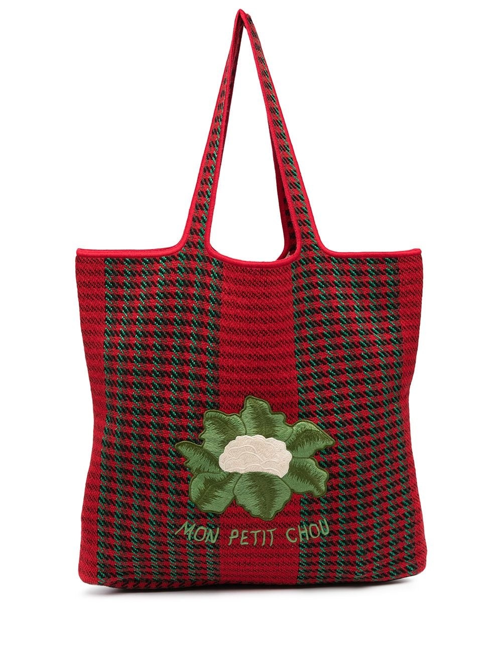 embroidered design tote bag - 1