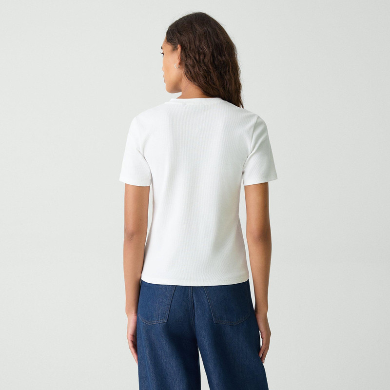 Ribbed Henley Top in Compact Stretch Knit 4