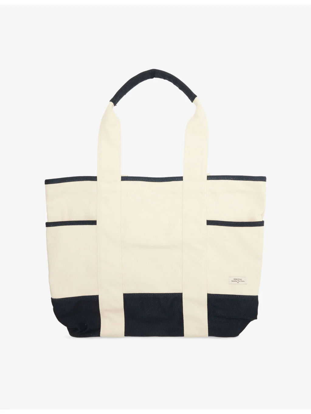 Contrast-Panel Woven Tote Bag - 1