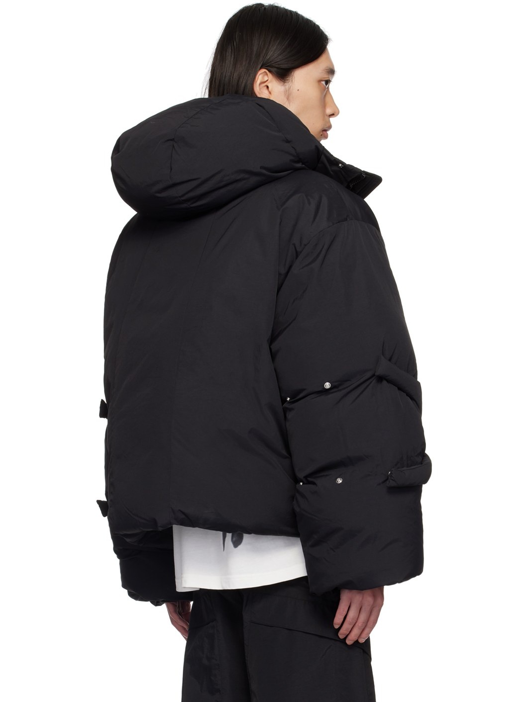 Black Strap Down Jacket - 3