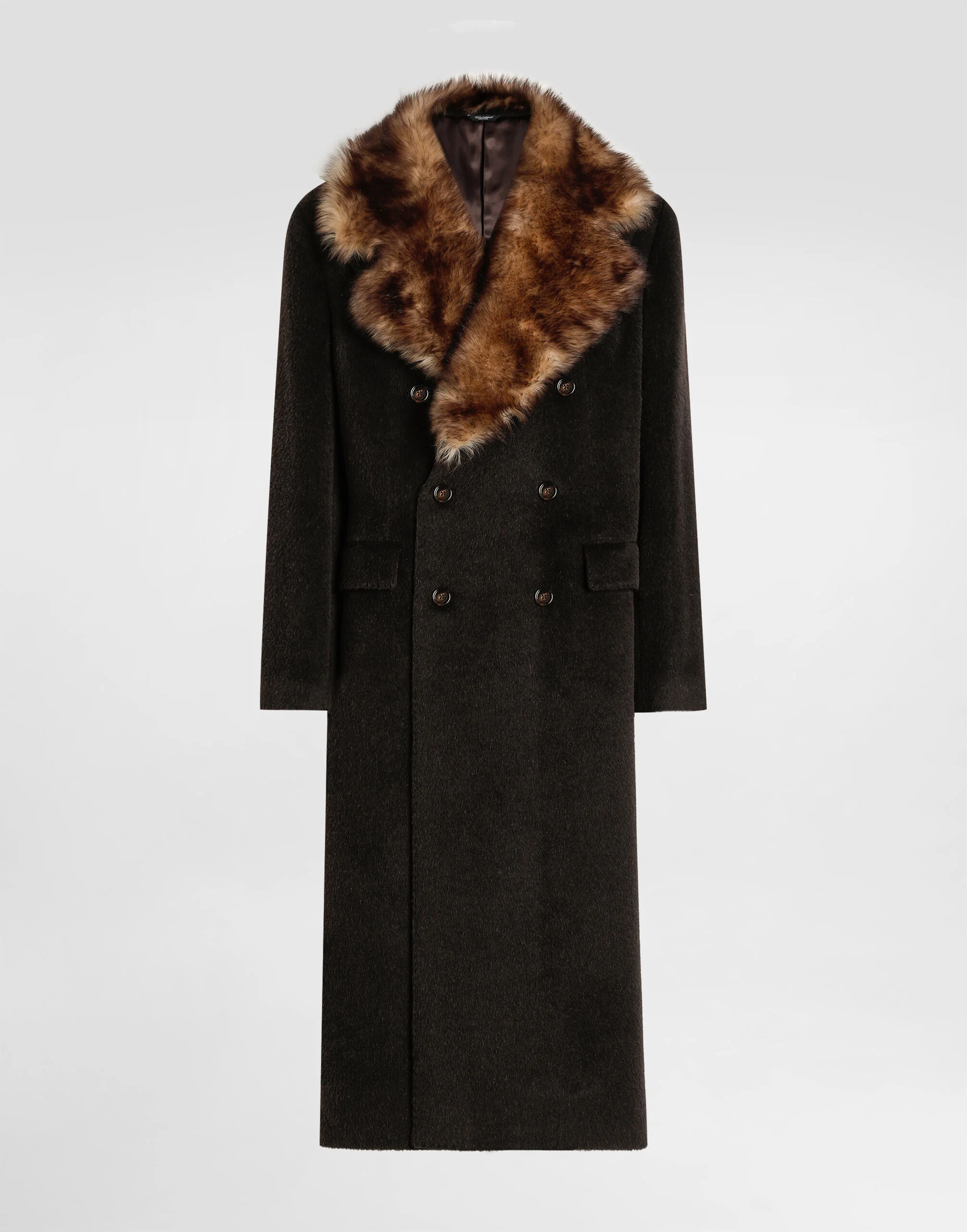 Double-breasted coat with fur collar - 1