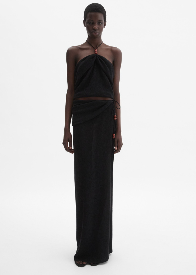 MAGDA BUTRYM Draped wrap maxi skirt with beads in black outlook