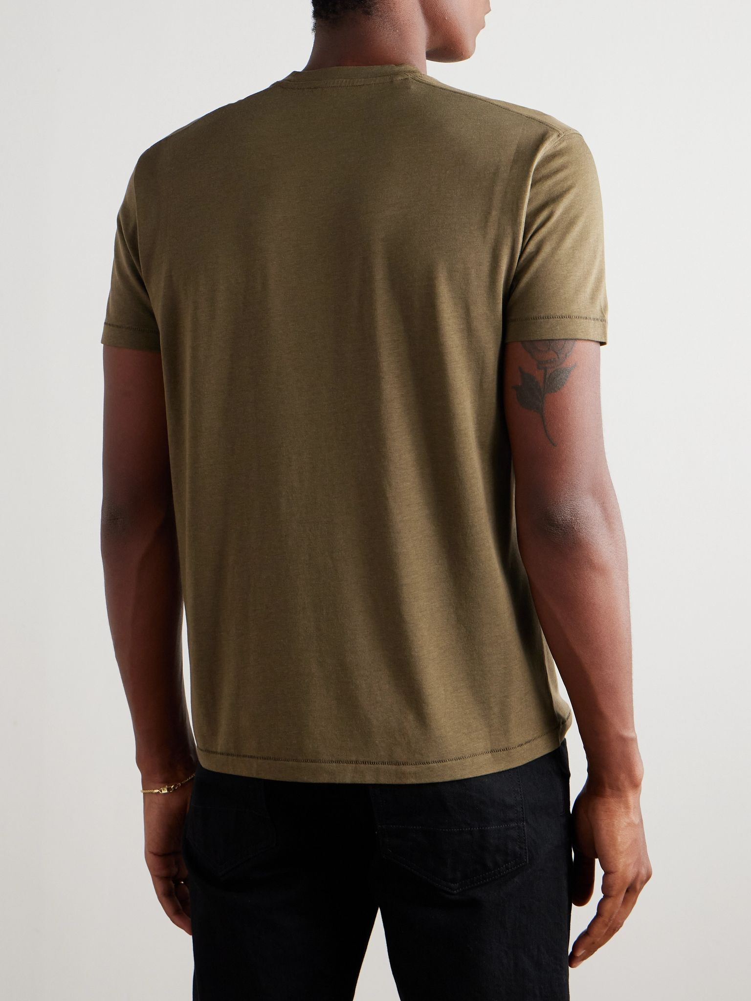 Lyocell and Cotton-Blend Jersey T-Shirt Green - 4