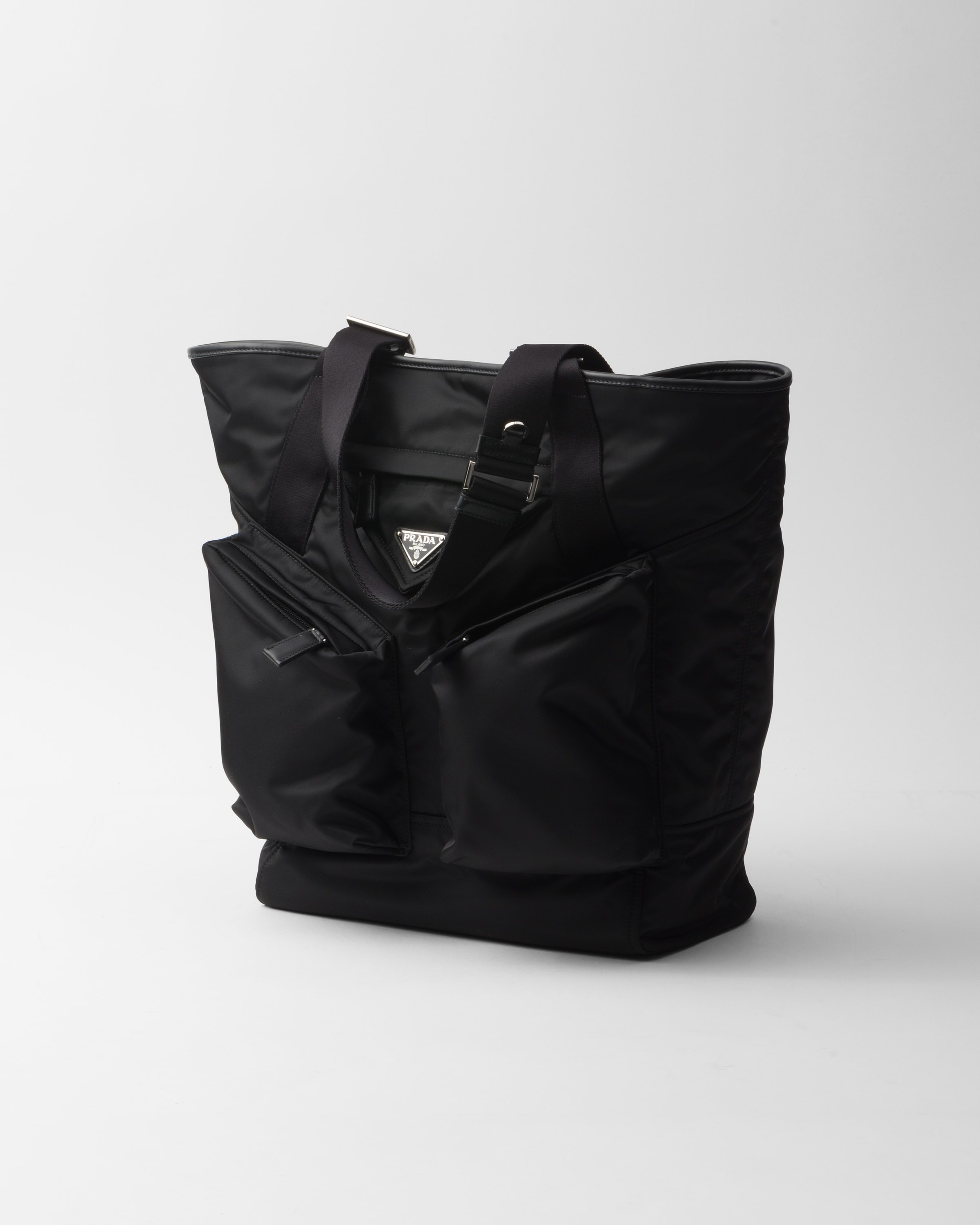 Re-Nylon and leather tote bag - 3