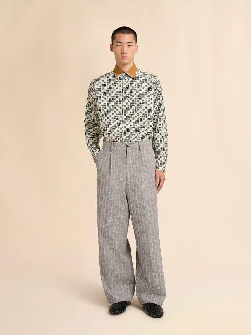 Marni BROWN CHECKED WOOL PANTS WITH PLEATS outlook
