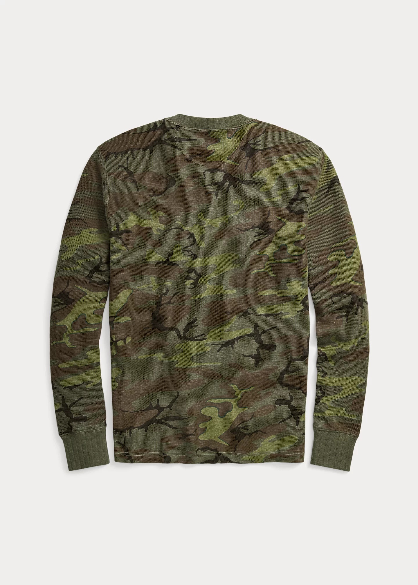 Camo Waffle-Knit Henley Shirt - 2