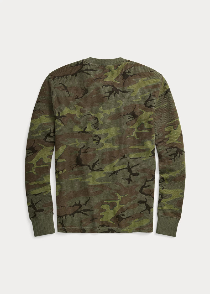 RRL by Ralph Lauren Camo Waffle-Knit Henley Shirt outlook