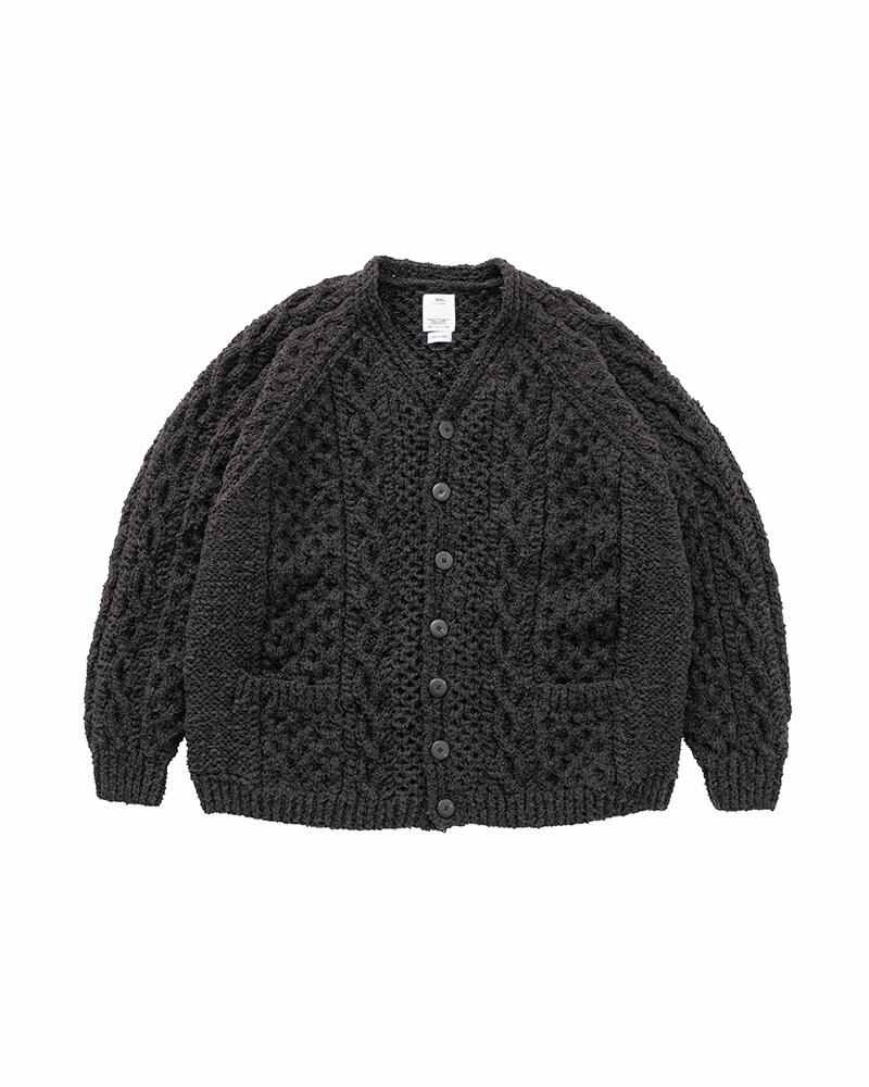 visvim FISHER GIRL CARDIGAN HAND KNIT W BLACK REVERSIBLE