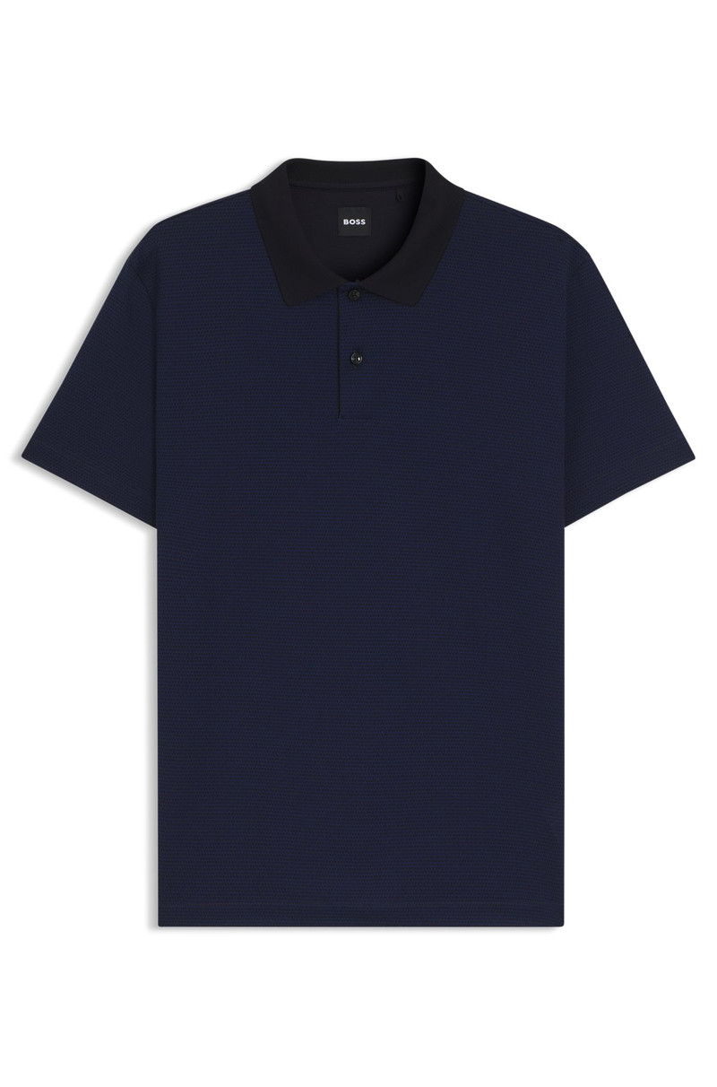 MERCERIZED-COTTON POLO SHIRT WITH GEOMETRIC JACQUARD - 1