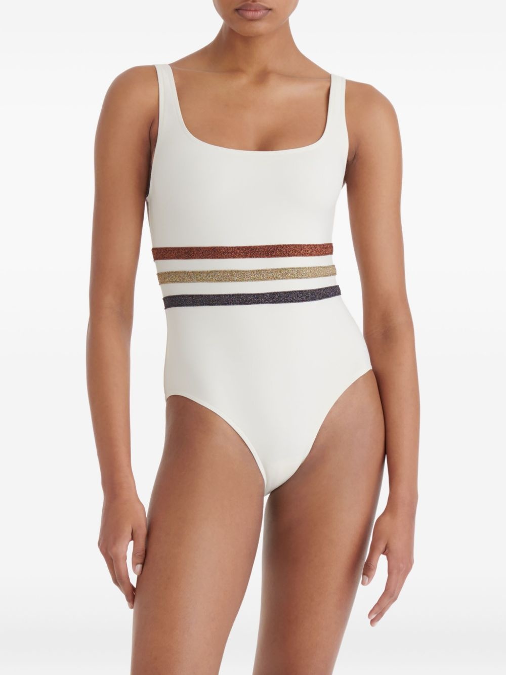 Radieux striped-waistband swimsuit - 3