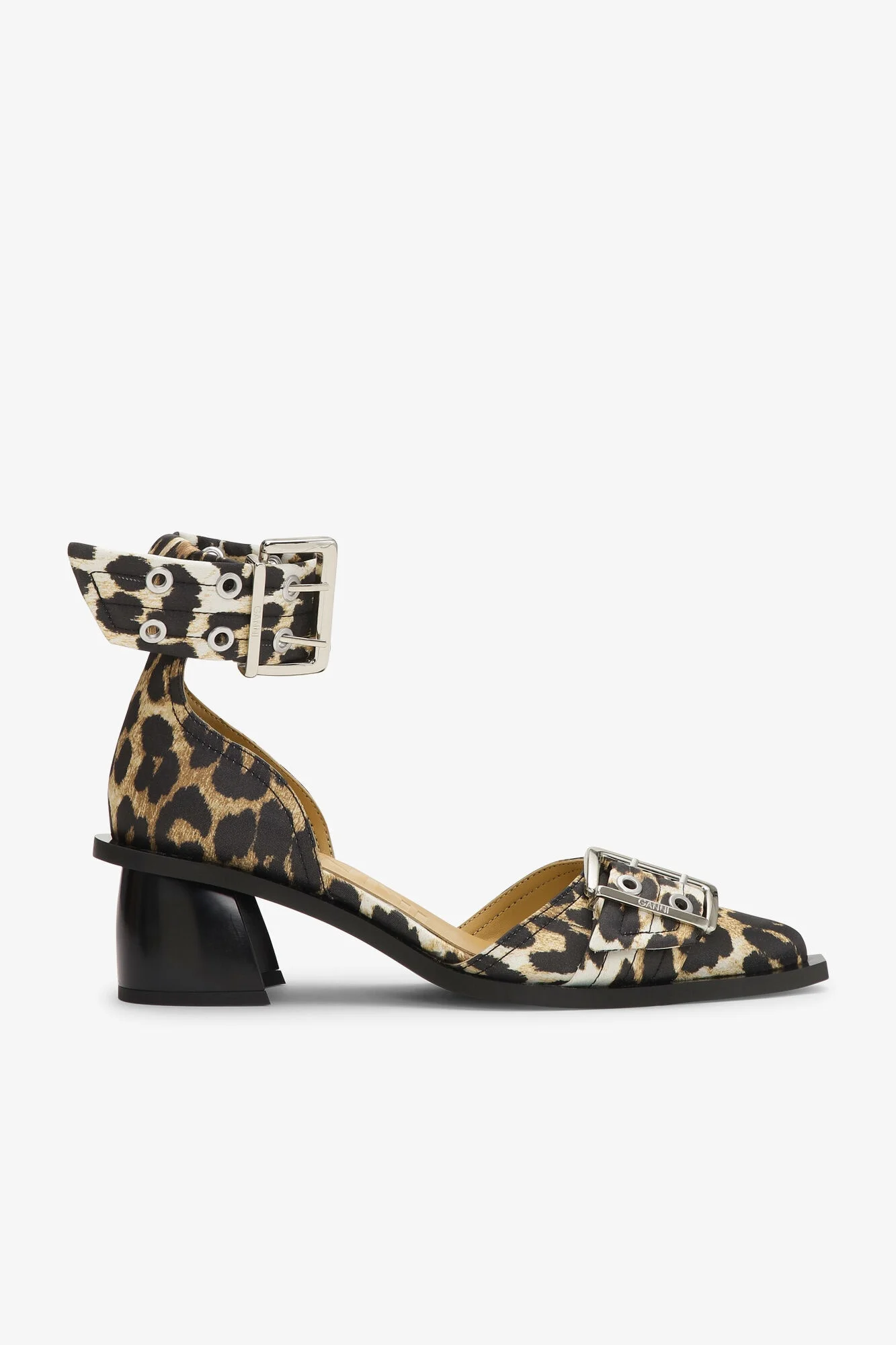 LEOPARD PRINT FEMININE BUCKLE OPEN CUT PUMPS - 1