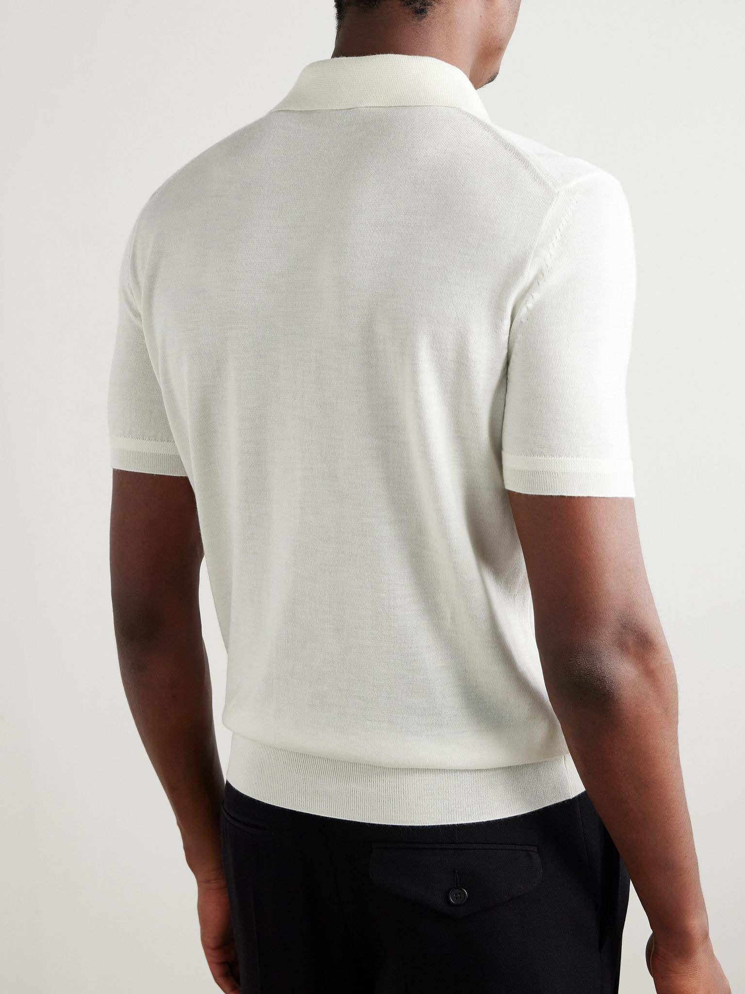 Cashmere and Silk-Blend Polo Shirt White - 4