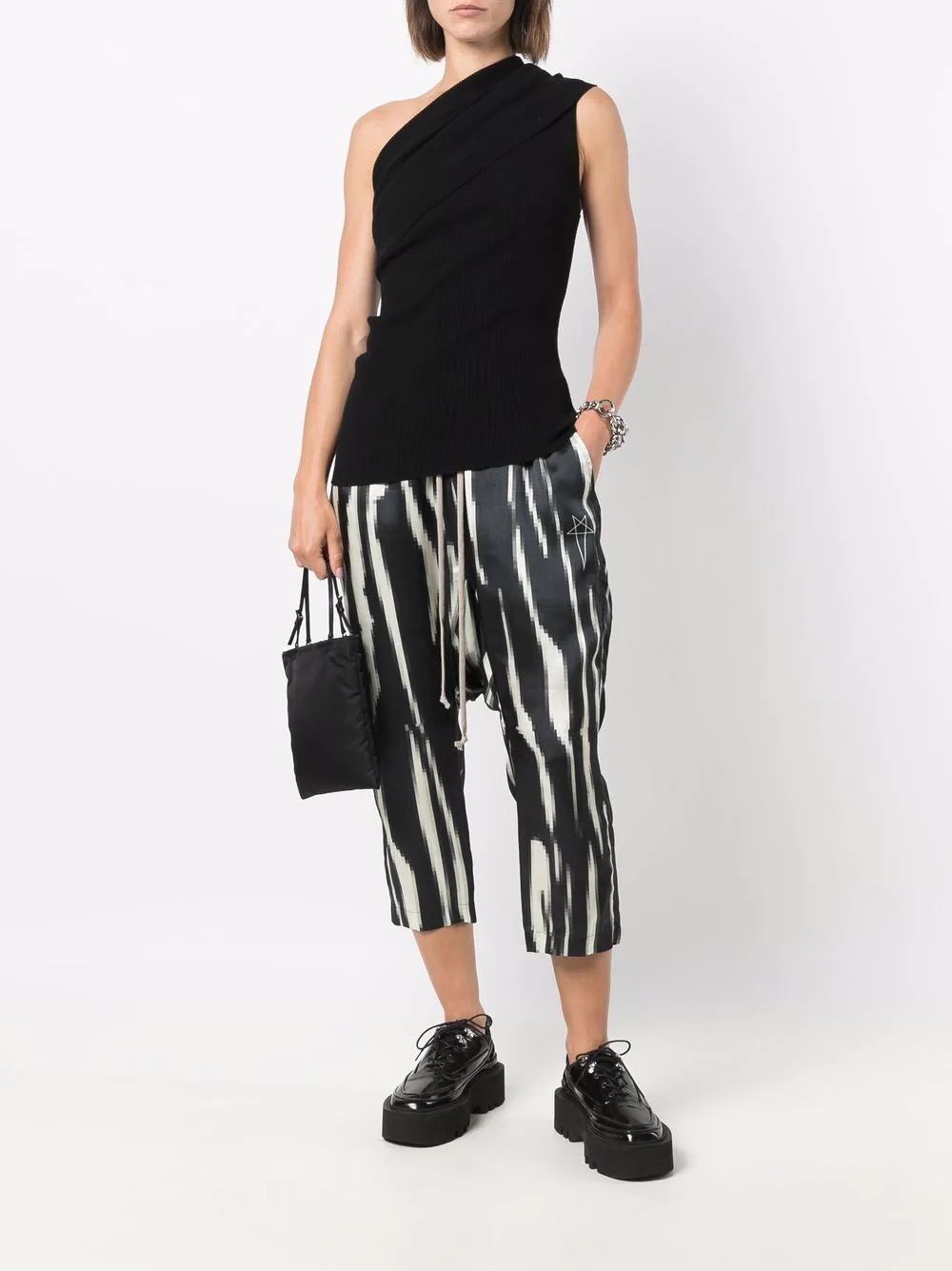 zebra-print dropped crotch trousers - 2