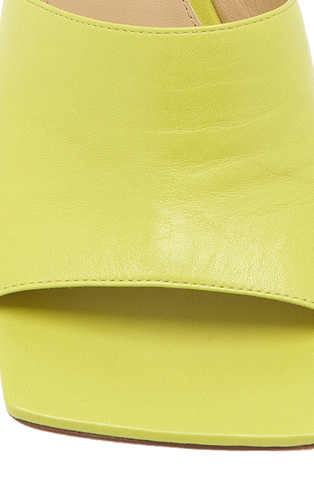 Stretch Wedge Lounge Leather Mules lime green - 7
