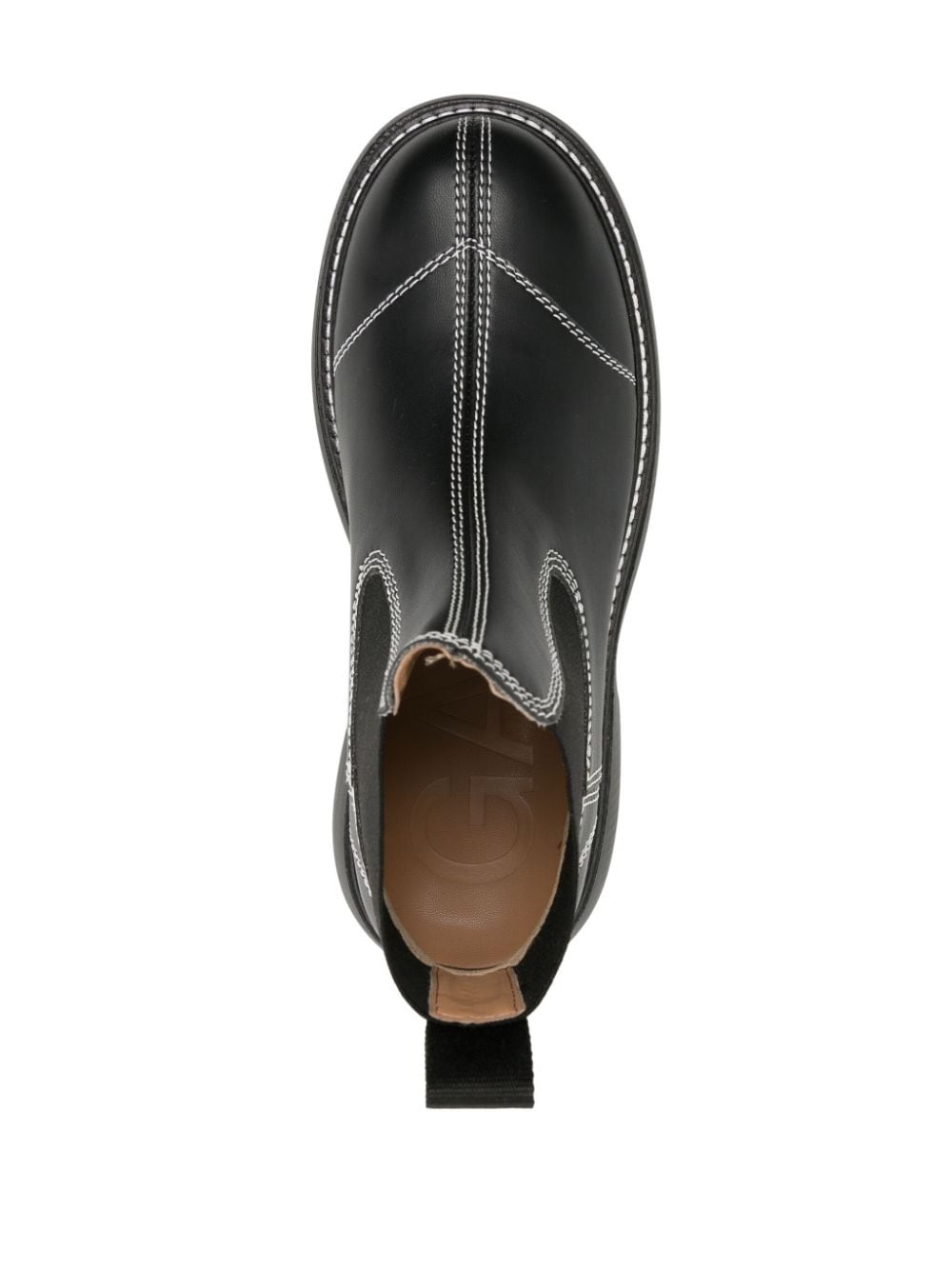 contrast-stitching leather boots - 4