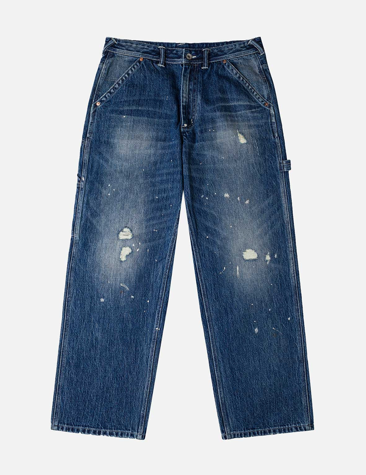 Washed and Distressed Daicock Print Relax Fit Jeans - 4