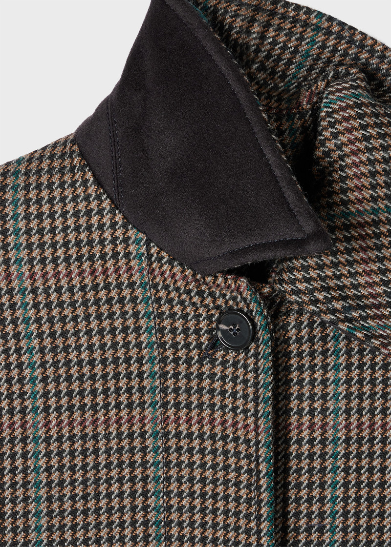 Women's Brown Multi-Houndstooth Wool-Blend Coat 4