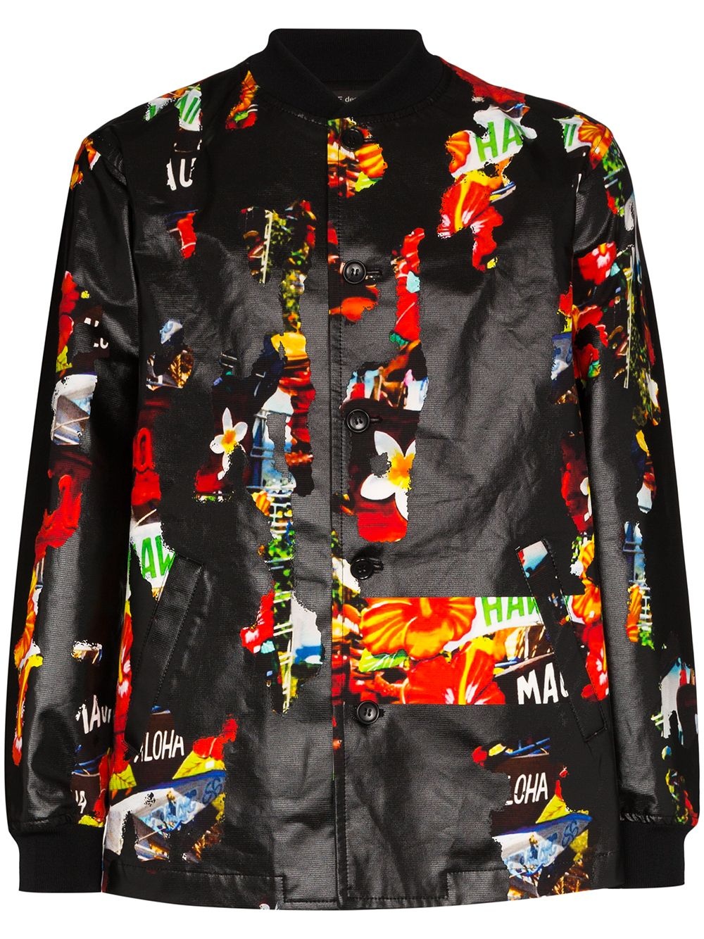 floral print coated bomber jacket - 1