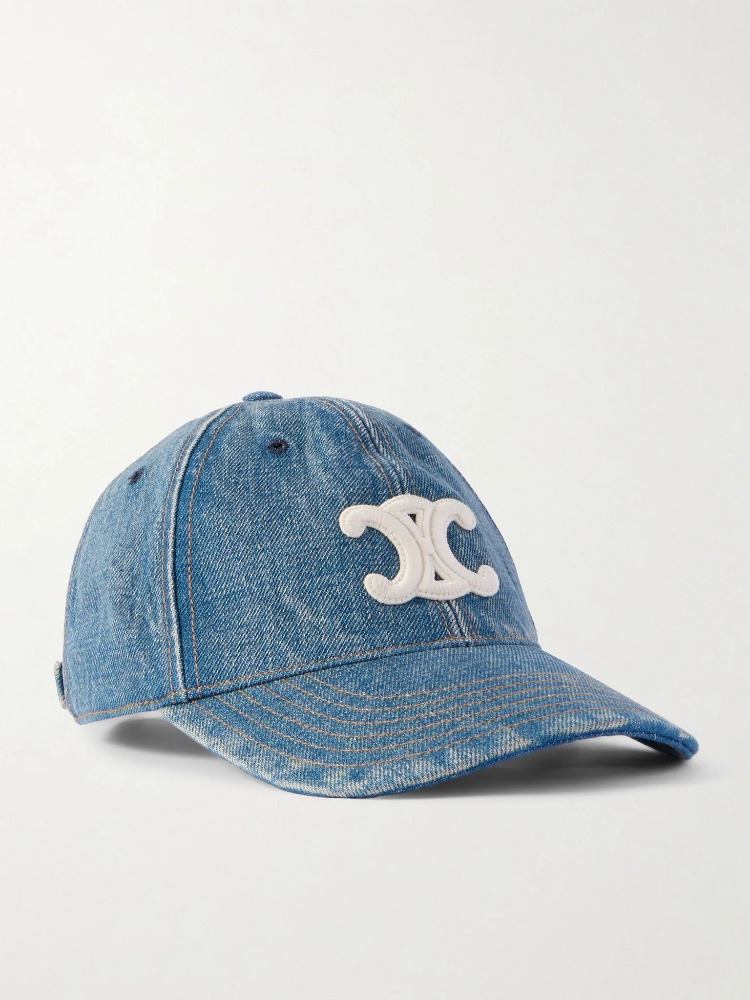 Logo-Appliquéd Denim Baseball Cap Blue - 1