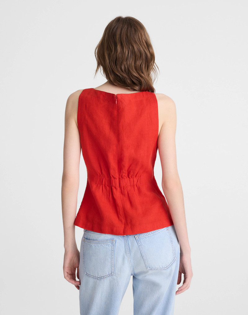 Madewell Cinched Boatneck Sleeveless Top in 100% Linen outlook