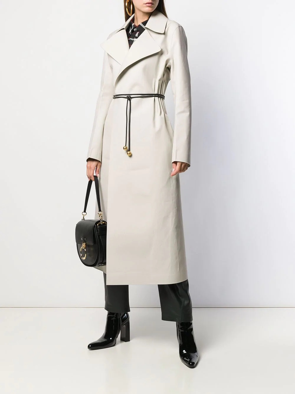 belted long coat - 2