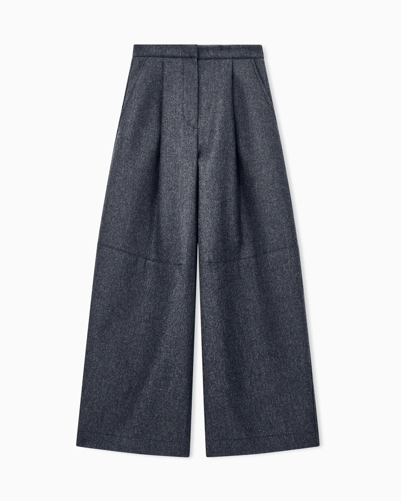 WIDE-LEG TROUSERS IN BONDED WOOL AND CASHMERE FLANNEL - 1