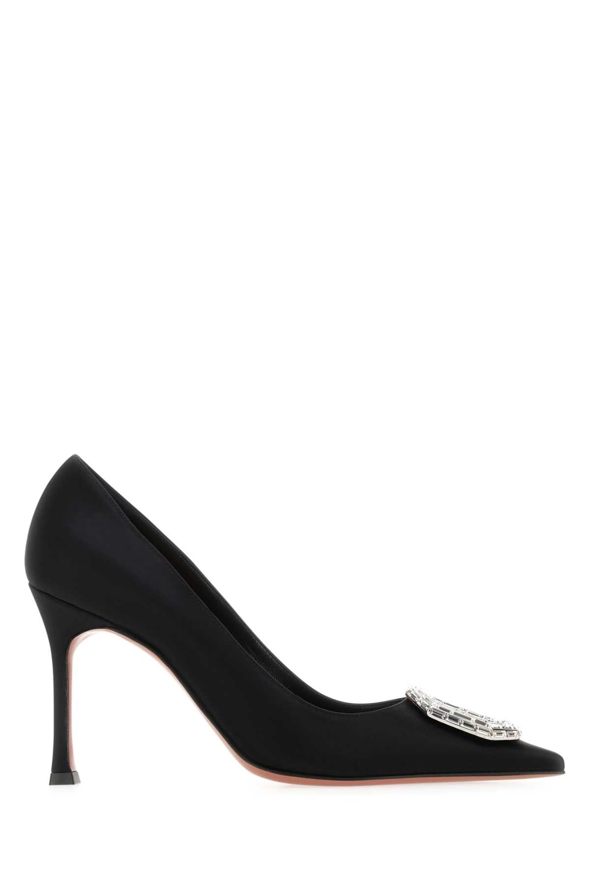 Amina Muaddi Women Camelia Pump 90 Satin Black White B - 2
