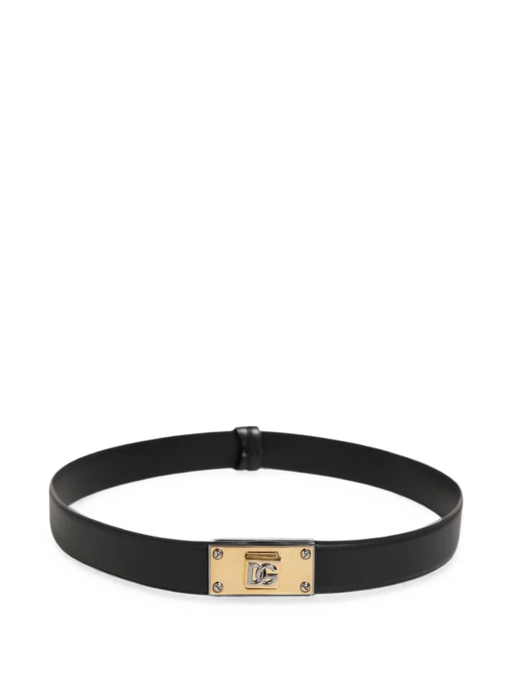 logo-plaque leather belt - 1