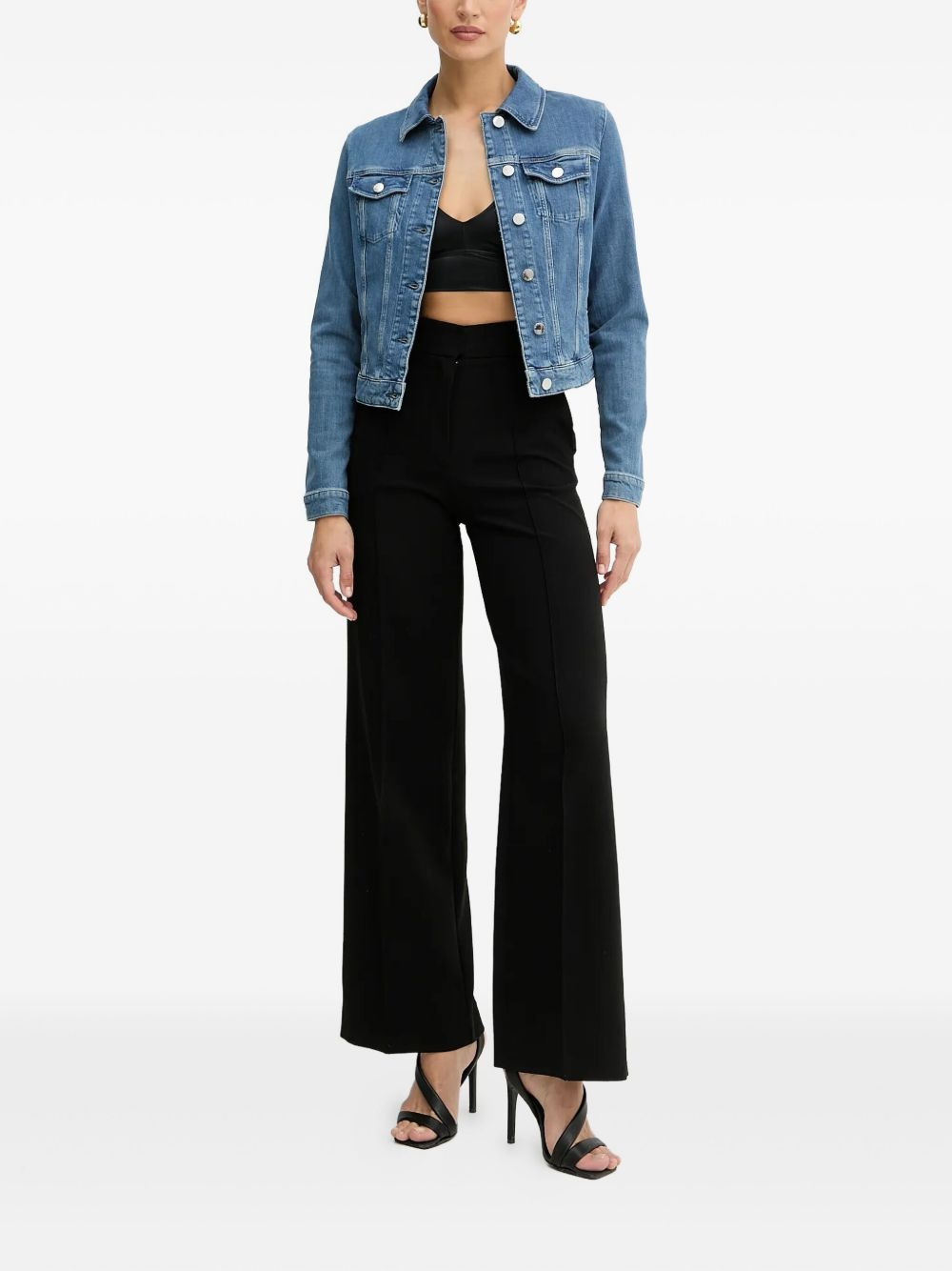 lace-up denim jacket - 2