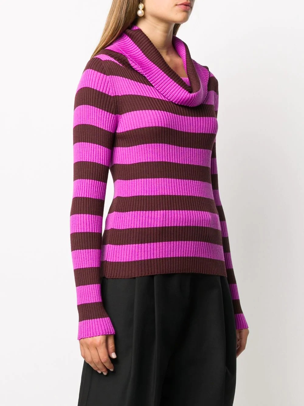 cowl-neck striped jumper - 3