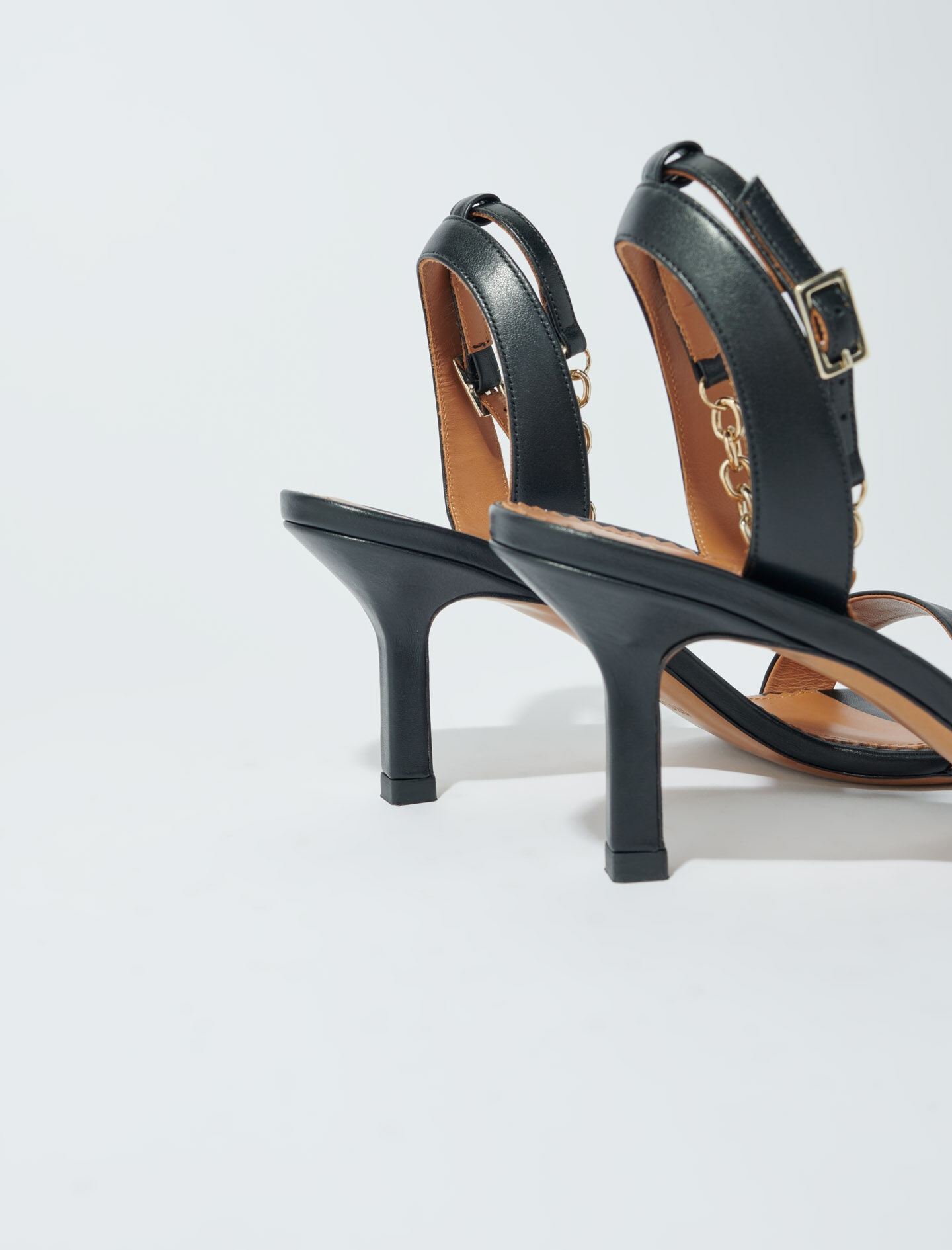 Leather sandals with heels - 4