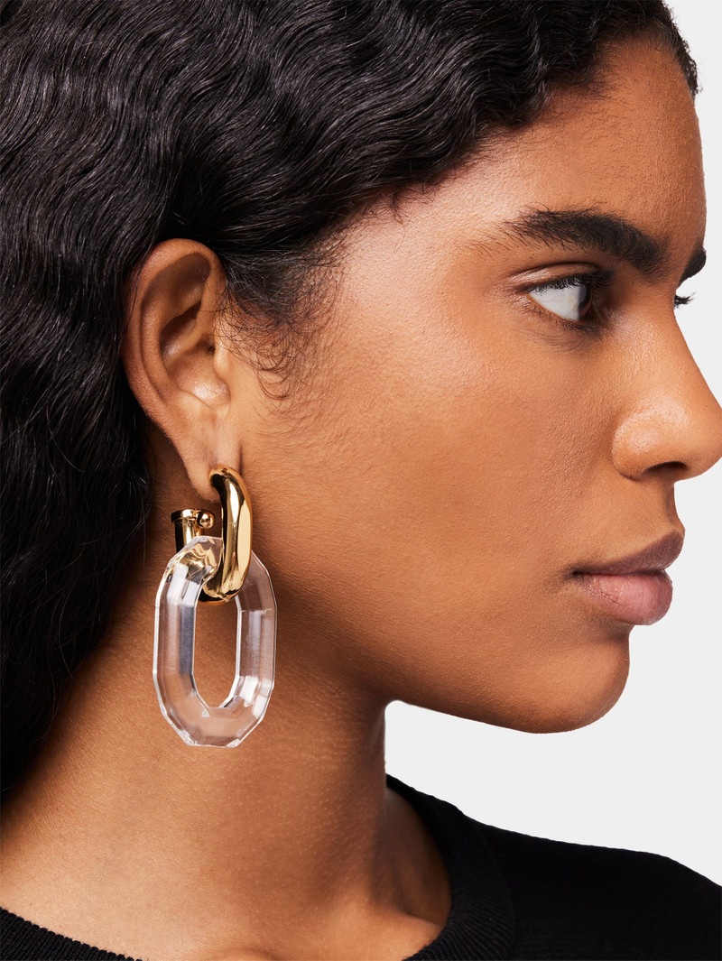 rabanne GOLD AND TRANSPARENT XL LINK EARRINGS outlook