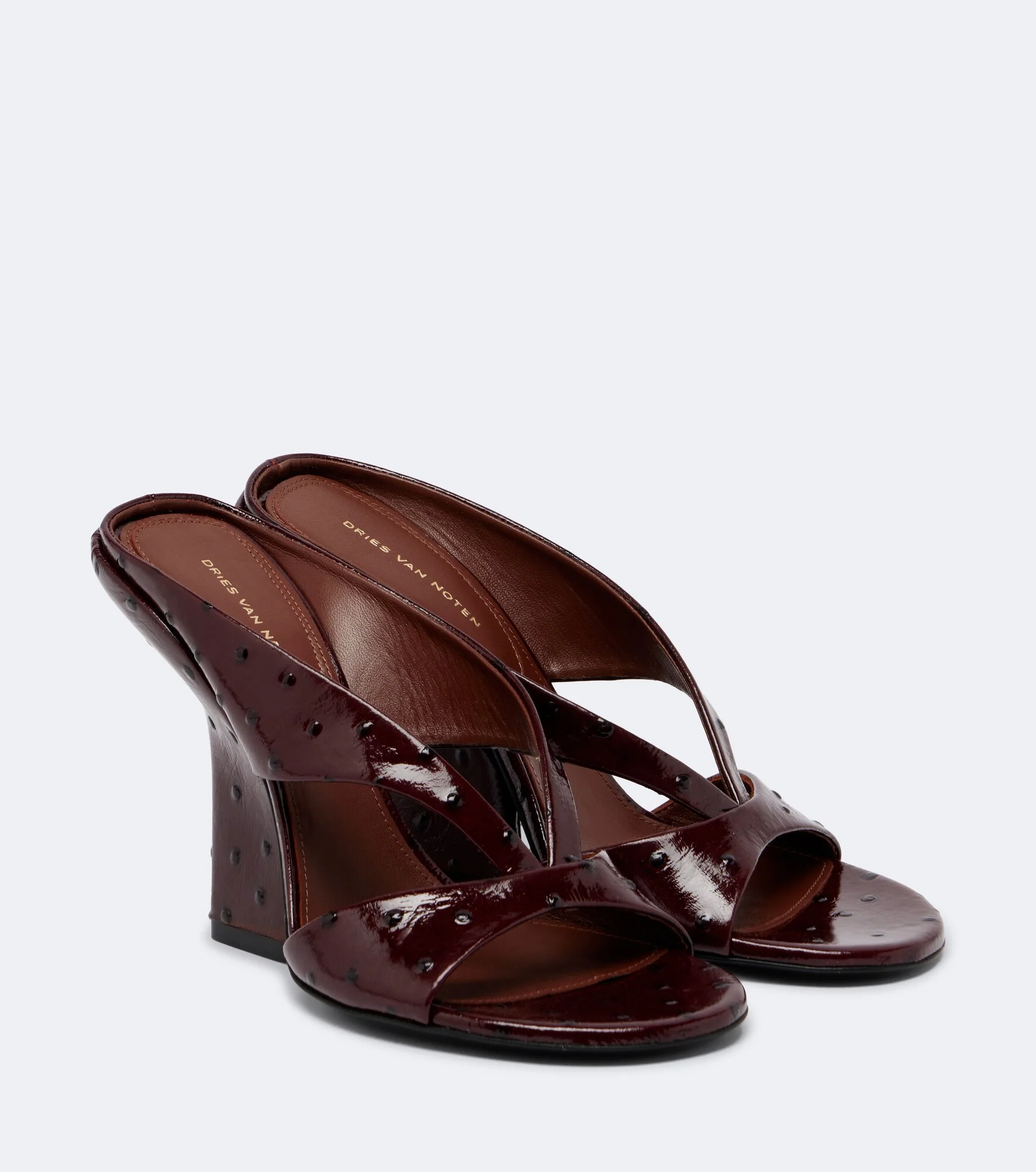 Patent leather wedge mules - 1
