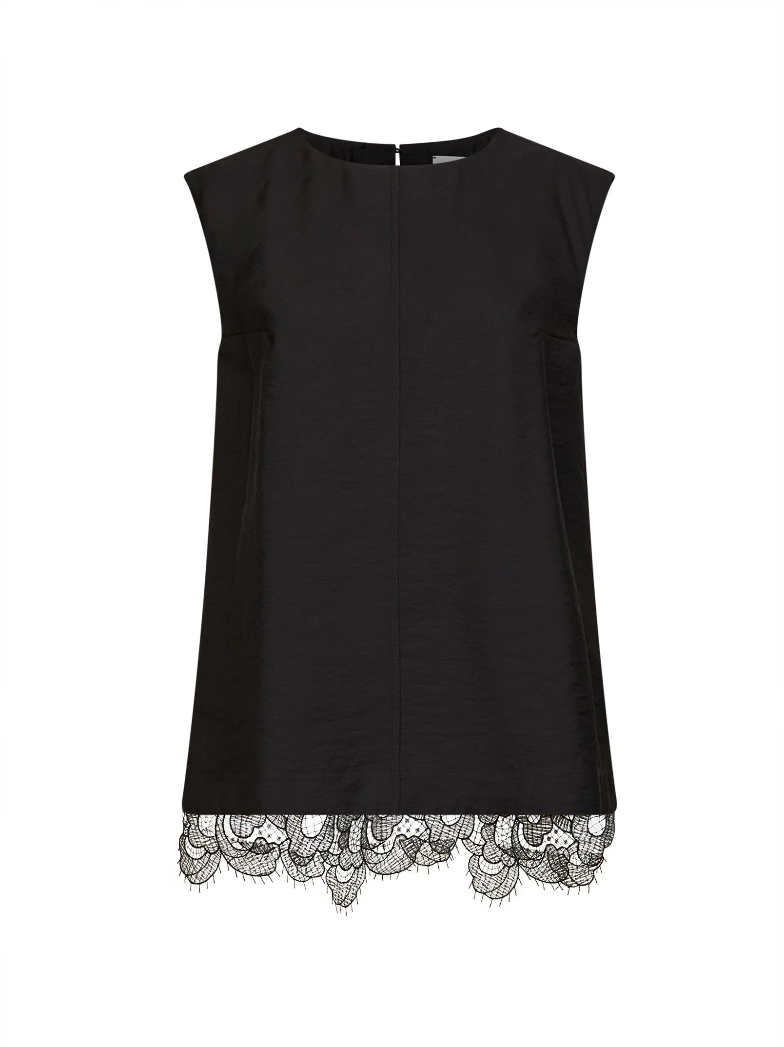 Black wool blend Linna top with lace hem - 1