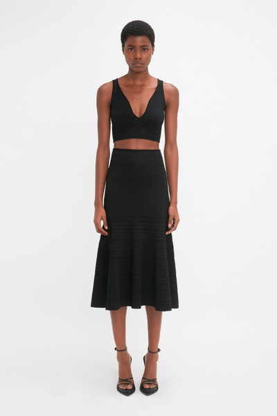 Victoria Beckham Fit And Flare Midi Skirt In Black outlook