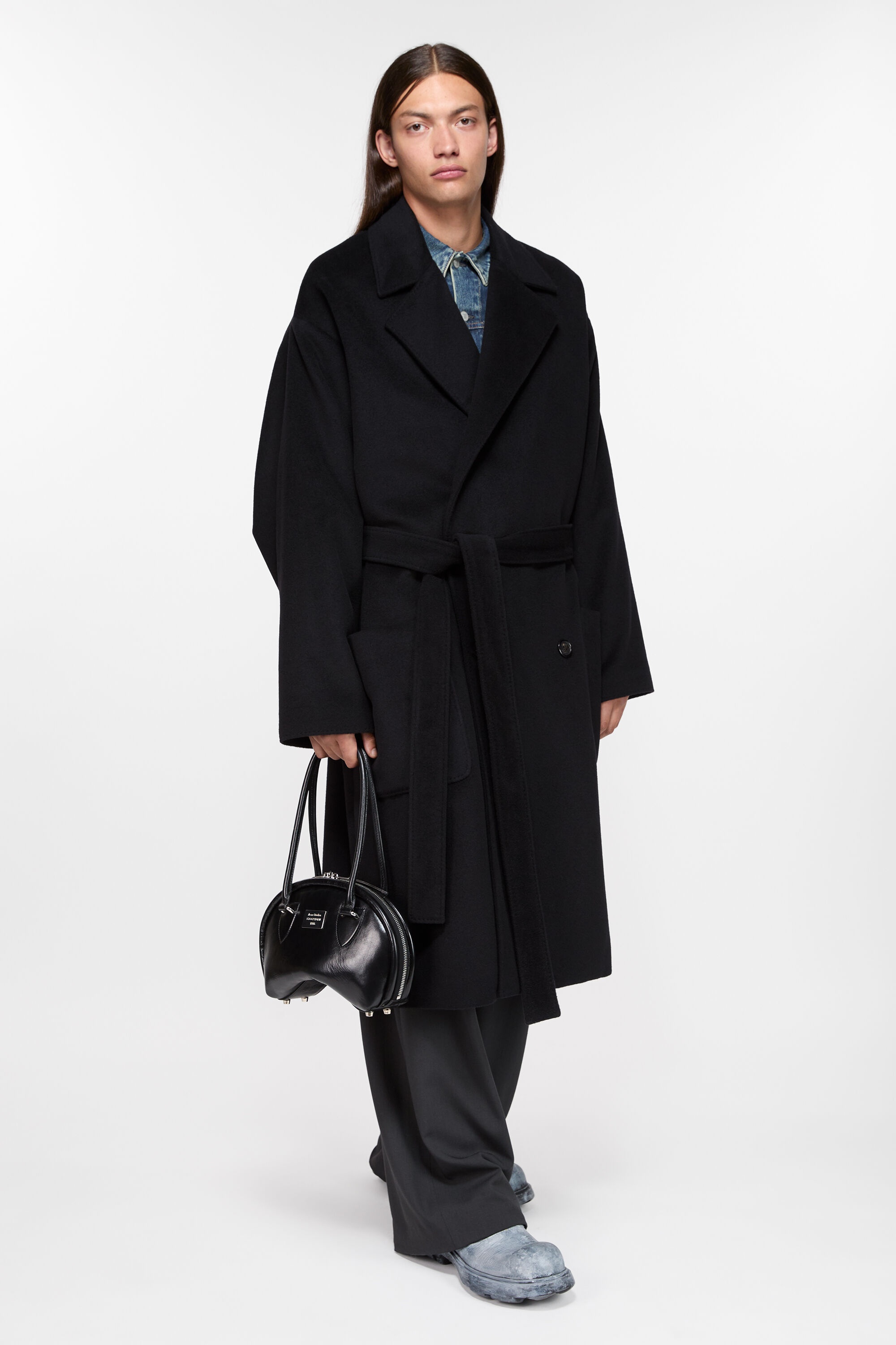 Double-breasted coat - Black - 5