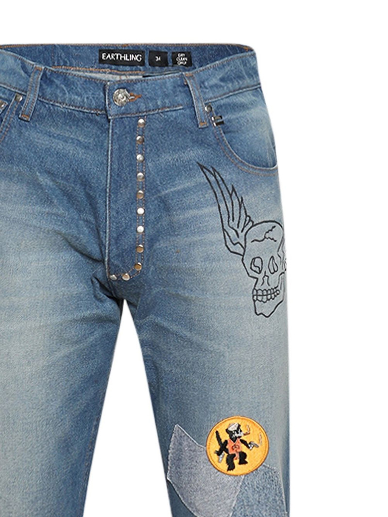 EARTHLING VIP graphic-patch button-fastening jeans outlook
