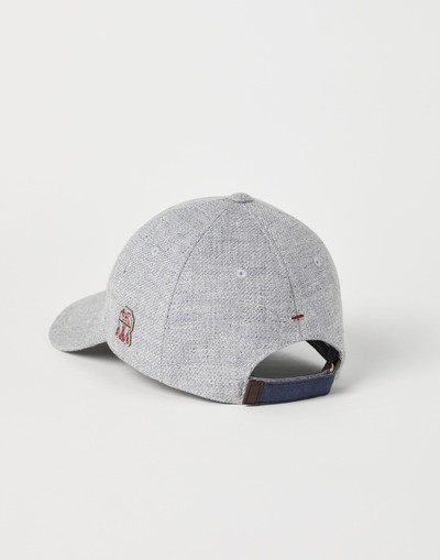 Brunello Cucinelli Linen, wool and silk diagonal baseball cap with logo patch outlook
