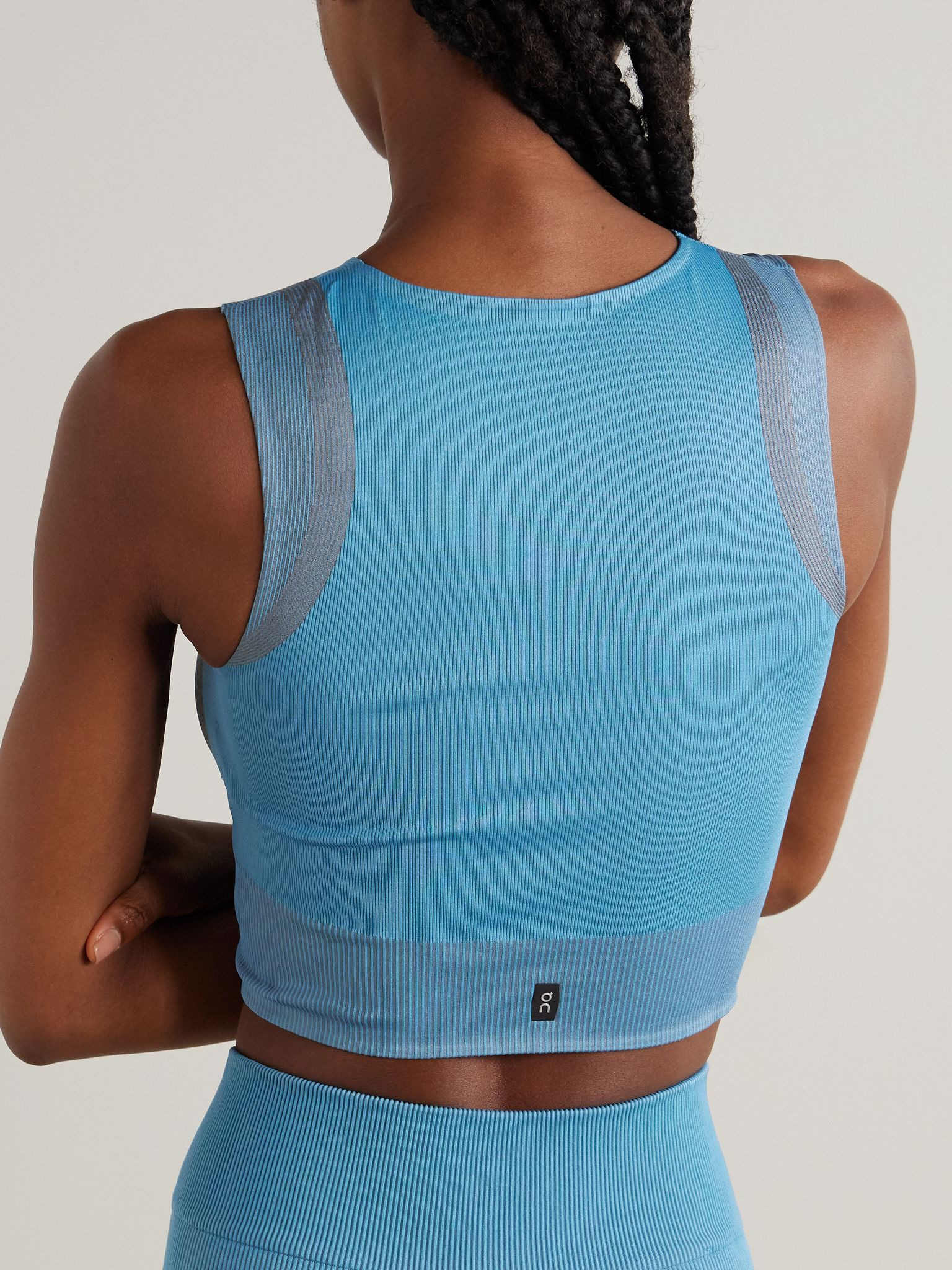 Studio cropped ribbed stretch tank Blue - 3