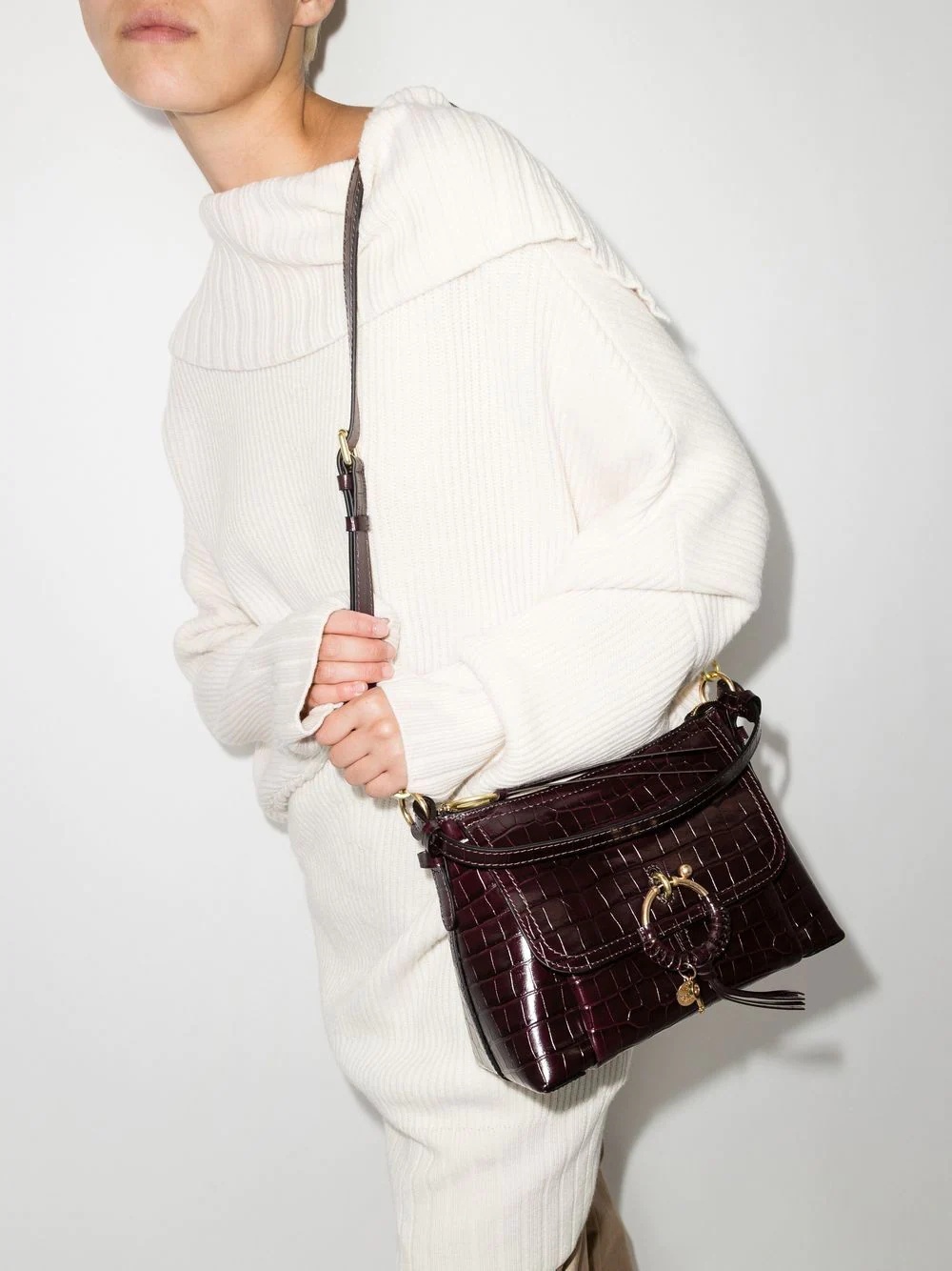 small Joan croc-embossed shoulder bag - 2