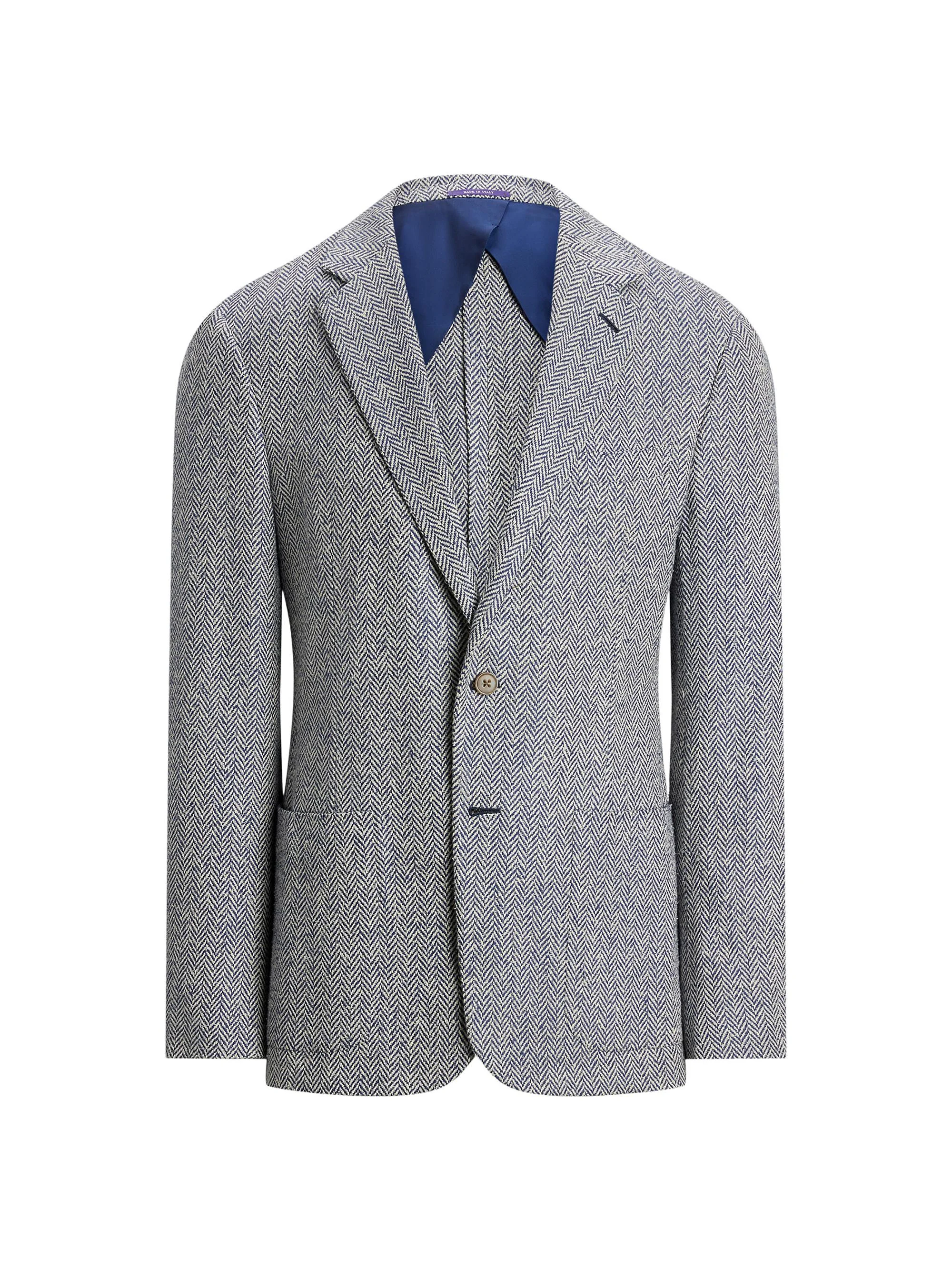 Men's Kent Hand-Tailored Herringbone Jacket - Classic Cream Navy - 1