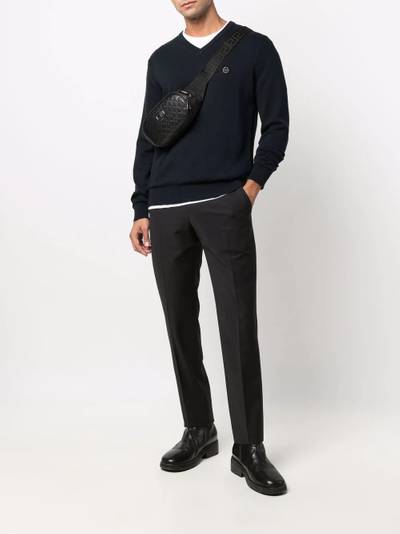 PHILIPP PLEIN logo-patch V-neck jumper outlook